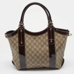 مملوكة مسبقًا Gucci Beige/Brown GG Supreme Canvas And Patent Leather Mirror Sukey Tote