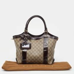 مملوكة مسبقًا Gucci Beige/Brown GG Supreme Canvas And Patent Leather Mirror Sukey Tote