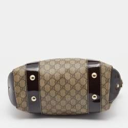 مملوكة مسبقًا Gucci Beige/Brown GG Supreme Canvas And Patent Leather Mirror Sukey Tote