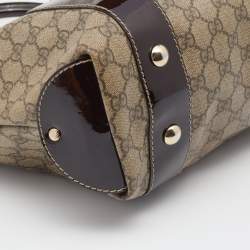 مملوكة مسبقًا Gucci Beige/Brown GG Supreme Canvas And Patent Leather Mirror Sukey Tote