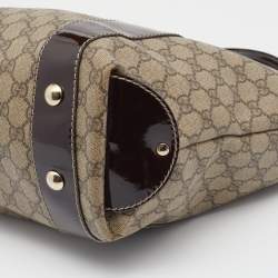 مملوكة مسبقًا Gucci Beige/Brown GG Supreme Canvas And Patent Leather Mirror Sukey Tote