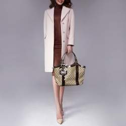 مملوكة مسبقًا Gucci Beige/Brown GG Supreme Canvas And Patent Leather Mirror Sukey Tote