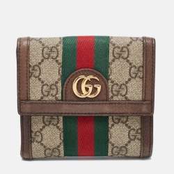 Gucci Brown/Beige GG Supreme Canvas and Leather Ophidia French Wallet