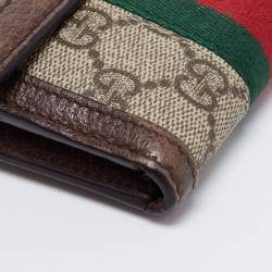 Gucci Brown/Beige GG Supreme Canvas and Leather Ophidia French Wallet