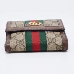 Gucci Brown/Beige GG Supreme Canvas and Leather Ophidia French Wallet