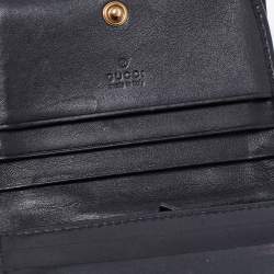 Pre Owned Gucci Black Matelassé Leather GG Marmont Card Case