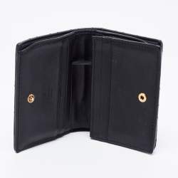 Pre Owned Gucci Black Matelassé Leather GG Marmont Card Case