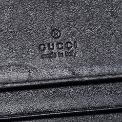 Pre Owned Gucci Black Matelassé Leather GG Marmont Card Case