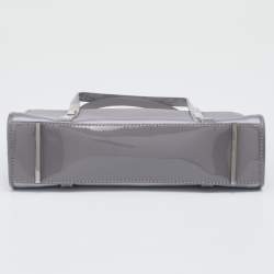 Pre Owned Gucci Grey Satin And Leather Shoulder Bag