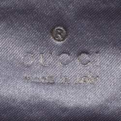 Pre Owned Gucci Grey Satin And Leather Shoulder Bag