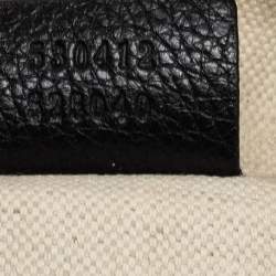 Pre Owned Gucci Black Pebbled Leather Small Logo Web Belt Bag