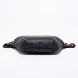Pre Owned Gucci Black Pebbled Leather Small Logo Web Belt Bag