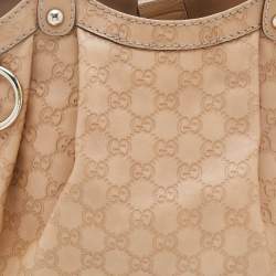 Pre Owned Gucci Beige Guccissima Leather Medium Sukey Tote