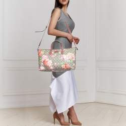 Pre Owned Gucci Multicolor Blooms GG Supreme Canvas and Leather Zip Tote