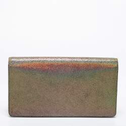 Pre Owned Gucci Multicolor Holographic Crackled Leather Heartbeat Clutch