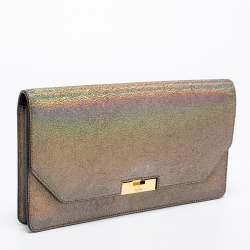 Pre Owned Gucci Multicolor Holographic Crackled Leather Heartbeat Clutch