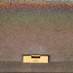 Pre Owned Gucci Multicolor Holographic Crackled Leather Heartbeat Clutch