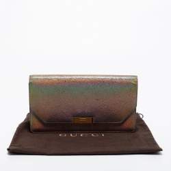 Pre Owned Gucci Multicolor Holographic Crackled Leather Heartbeat Clutch