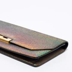 Pre Owned Gucci Multicolor Holographic Crackled Leather Heartbeat Clutch