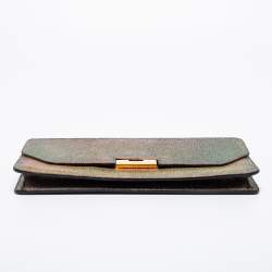 Pre Owned Gucci Multicolor Holographic Crackled Leather Heartbeat Clutch