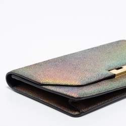 Pre Owned Gucci Multicolor Holographic Crackled Leather Heartbeat Clutch
