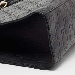 Pre Owned حقيبة كتف غو تشي ايميلي جلد غوتشيسيما أسود بسلسلة كبيرة