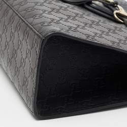 Pre Owned حقيبة كتف غوتشي ايميلي جلد غوتشيسيما أسود بسلسلة كبيرة