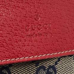 Pre Owned Gucci Beige/Red GG Canvas And Leather Double Pocket Belt Bag