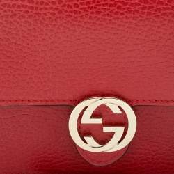 Gucci Red Leather Interlocking G Wallet On Chain