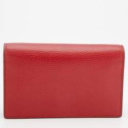 Gucci Red Leather Interlocking G Wallet On Chain