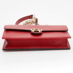 Gucci Red Leather Interlocking G Wallet On Chain