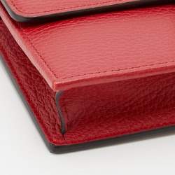 Gucci Red Leather Interlocking G Wallet On Chain