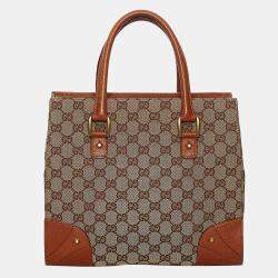 Gucci Brown/Beige GG Canvas Nailhead Handbag