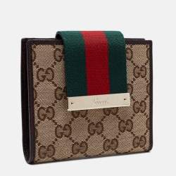 مملوكة مسبقًا Gucci Beige/Brown GG Canvas and Leather Web French Wallet
