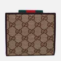 مملوكة مسبقًا Gucci Beige/Brown GG Canvas and Leather Web French Wallet