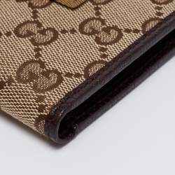 مملوكة مسبقًا Gucci Beige/Brown GG Canvas and Leather Web French Wallet