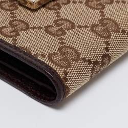 مملوكة مسبقًا Gucci Beige/Brown GG Canvas and Leather Web French Wallet