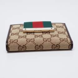 مملوكة مسبقًا Gucci Beige/Brown GG Canvas and Leather Web French Wallet