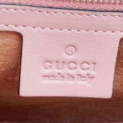 Pre Owned Gucci Pink Leather Lady Lock Bamboo Top Handle Bag