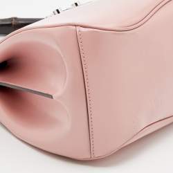 Pre Owned Gucci Pink Leather Lady Lock Bamboo Top Handle Bag