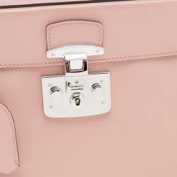 Pre Owned Gucci Pink Leather Lady Lock Bamboo Top Handle Bag