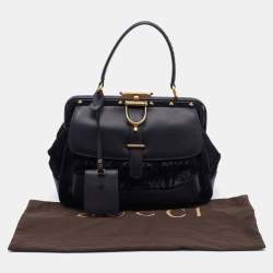 Gucci Black Leather And Suede Lady Stirrup Top Handle Bag