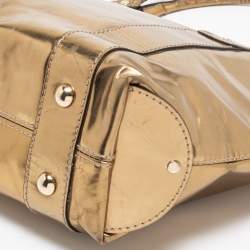 مملوكة مسبقًا Gucci Gold Laminated Leather Vanity Tote