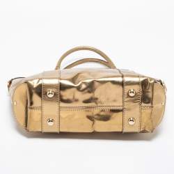 مملوكة مسبقًا Gucci Gold Laminated Leather Vanity Tote