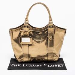 مملوكة مسبقًا Gucci Gold Laminated Leather Vanity Tote