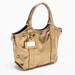 مملوكة مسبقًا Gucci Gold Laminated Leather Vanity Tote