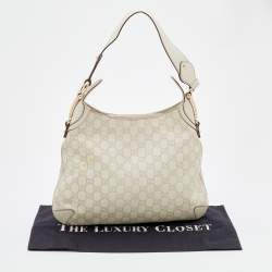 Pre Owned Gucci Off-White Guccissima Leather Creole Hobo