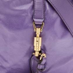 Pre Owned Gucci Purple Leather Jackie Fringes Bamboo Shoulder Bag