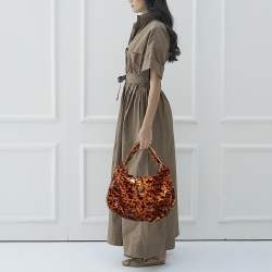 Pre Owned حقيبة هوبو غوتشي هيستيريا فينيل لامع بني لون صدفة السلحفاة