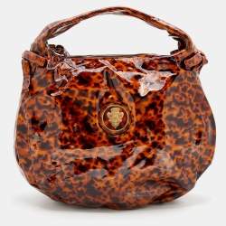 Pre Owned حقيبة هوبو غوتشي هيستيريا فينيل لامع بني لون صدفة السلحفاة